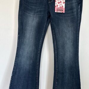 Love SoHo Juniors Low Rise Butt Lifter Boot-Cut Jeans in Dark Blue
